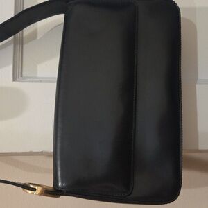 Oroton Black Shoulder Bag with Gold Accent